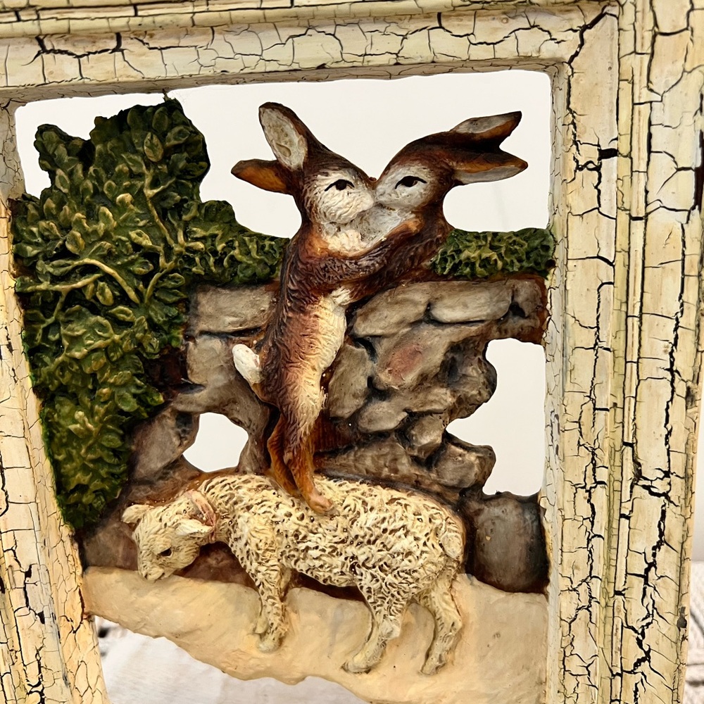 Vintage Shabby Chic Wood Rustic Animal Relief Wall Art - Picture 2 of 16